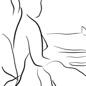 Bedtime — intimate minimalist line art, quiet bedroom canvas print