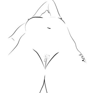Perspective — minimalist nude figure line art on canvas by Jonathan Biles