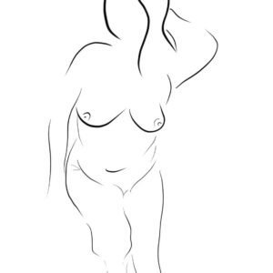 QM Pose — minimalist figure line art aboard the Queen Mary, Long Beach canvas print