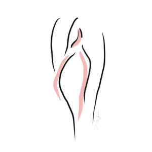 Ready — minimalist feminine line art on canvas by Jonathan Biles